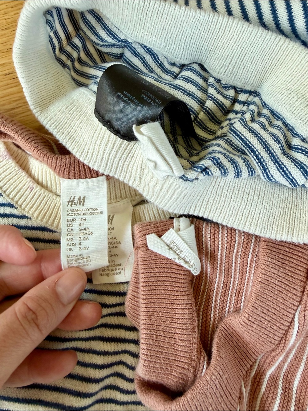H&M Four Piece Cotton Knit Striped CordinatinSweaters Matching Set Navy & brown - Picture 7 of 8